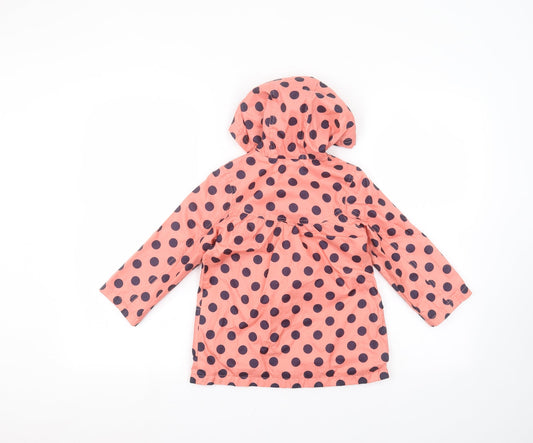 Mothercare Girls Pink Polka Dot Parka Coat Size 2-3 Years