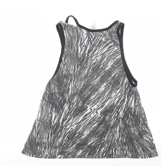 Zumba Womens Grey Geometric Basic Tank Size M