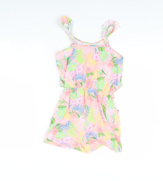I Love Girls Wear Girls Pink Floral Playsuit One-Piece Size 12 Years