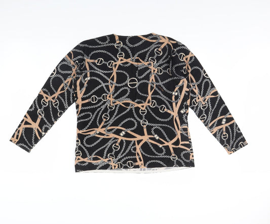 Preworn Womens Black Geometric Pullover Jumper Size L