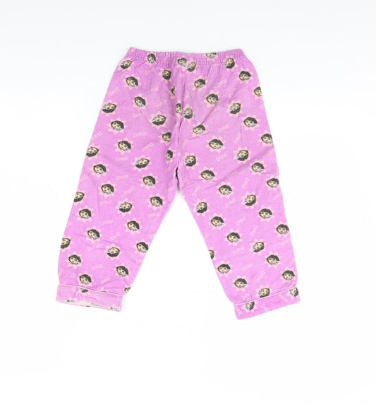 Nickelodeon Girls Purple Spotted Fleece Cami Pyjama Pants Size 2 Years - Dora The Explorer