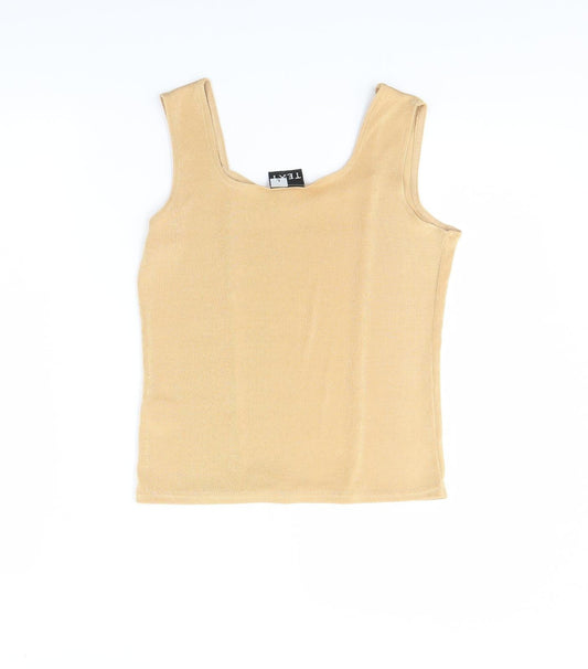 text Womens Beige Basic Tank Size L
