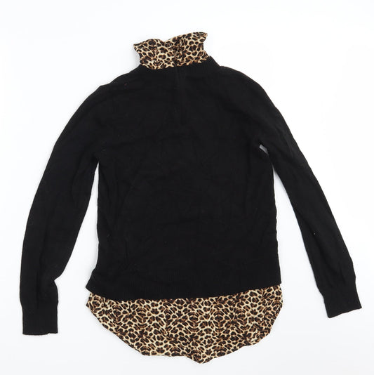 Topshop Womens Black Animal Print Pullover Jumper Size 8