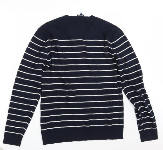 Revelation Mens Blue Striped Knit Pullover Jumper Size M