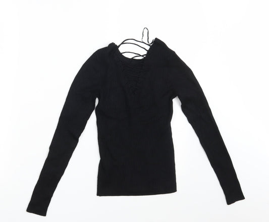 New Look Womens Black Knit Pullover Jumper Size 6