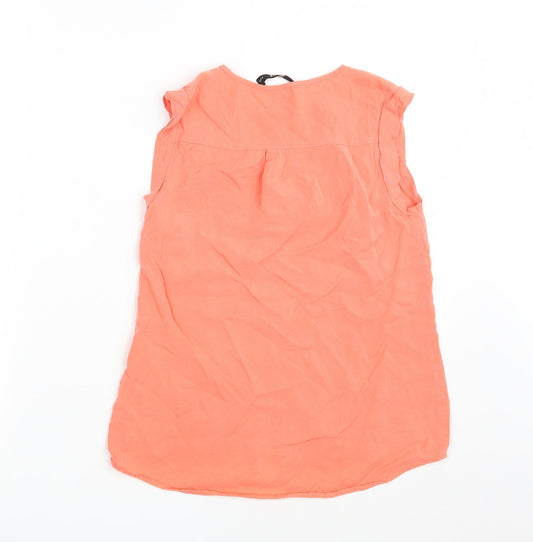 Oasis Womens Orange Floral Basic Blouse Size 8