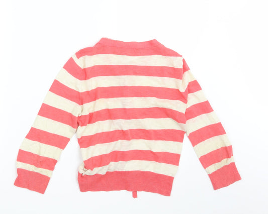 M&S Womens Pink Striped Cardigan Jumper Size 10