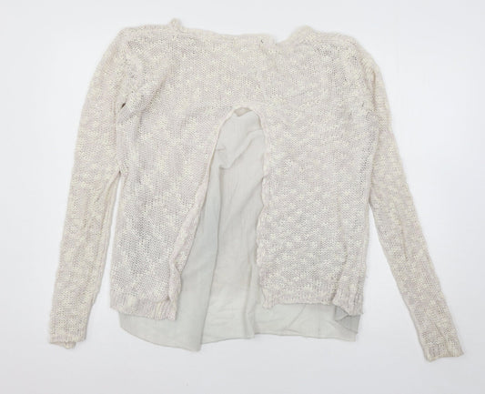 Cherry Womens Ivory Knit Cardigan Jumper One Size