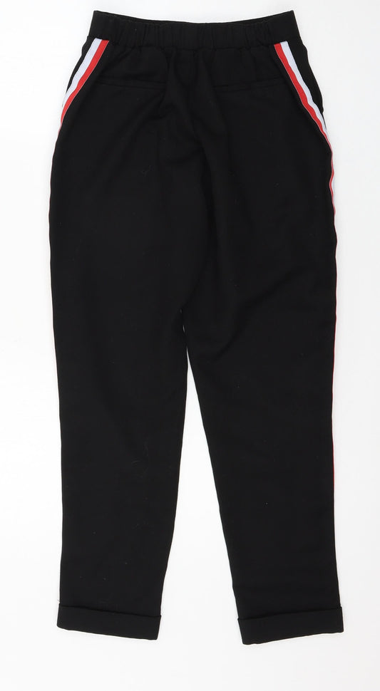 New Look Womens Black Striped Trousers Size 6 L26 in