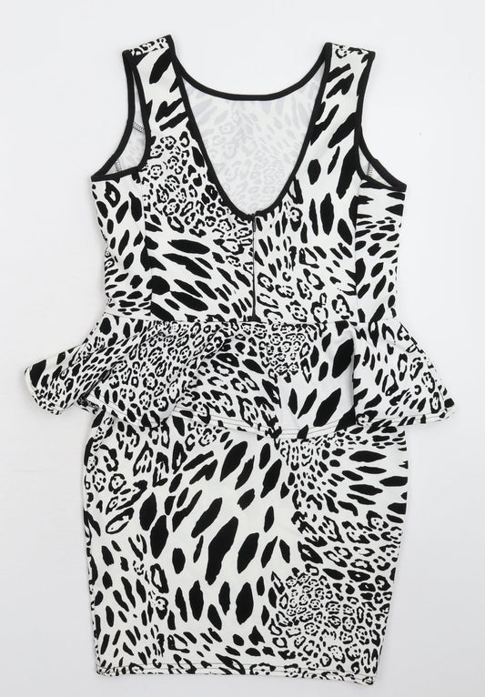 Dolls Womens White Animal Print Mini Size 10