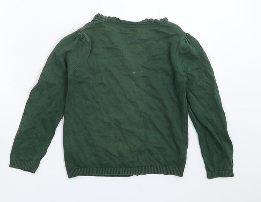 TU Girls Green Knit Cardigan Jumper Size 6 Years