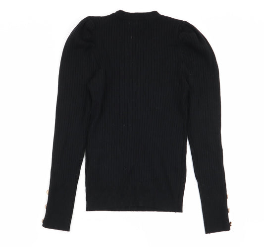 in vogue Womens Black Basic T-Shirt Size S