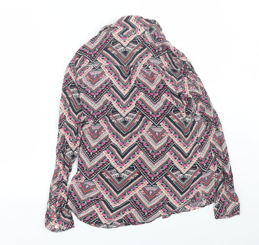 Monsoon Womens Multicoloured Geometric Basic Button-Up Size 8