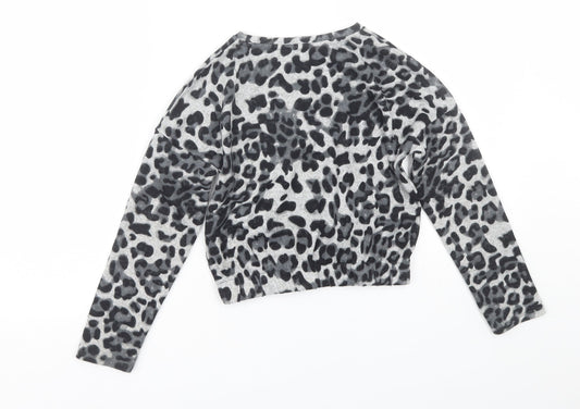 Primark Girls Grey Animal Print Basic T-Shirt Size 8-9 Years
