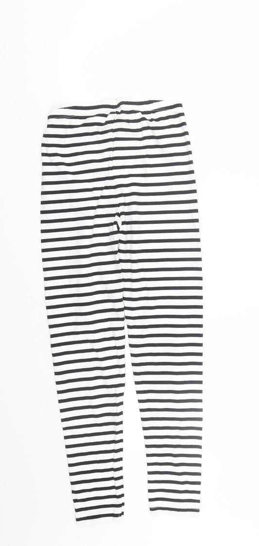 TU Girls White Striped Capri Trousers Size 12 Years