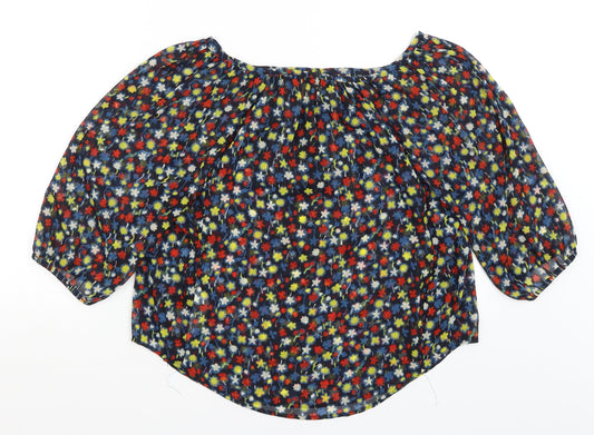 Hollister Womens Blue Floral Basic Blouse Size S