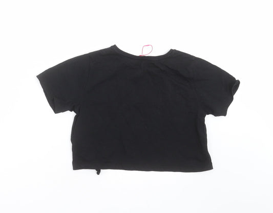 Candy Couture Girls Black Cropped T-Shirt Size 11 Years - l'amour