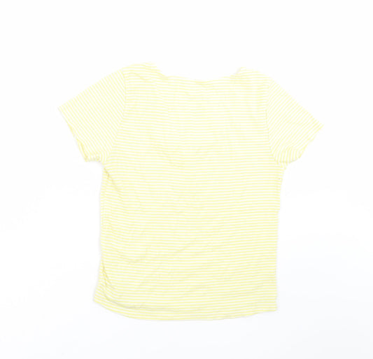SOFT & SEXY Womens Yellow Striped Basic T-Shirt Size L