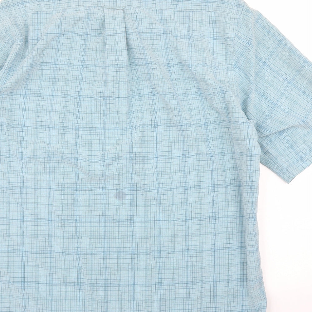 M&S Mens Green Check Button-Up Size M