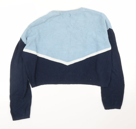 Pull&Bear Mens Blue Pullover Jumper Size M