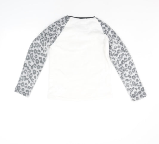Primark Girls White Animal Print Top Pyjama Top Size 10-11 Years - sleep top