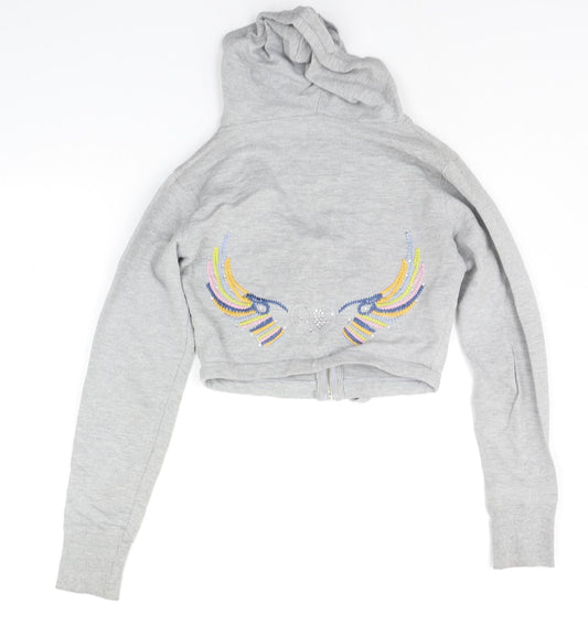 ace couture Womens Grey Full Zip Hoodie Size S
