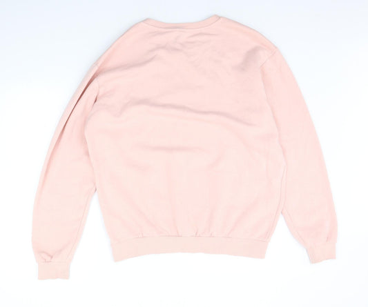 Divided Womens Pink Houndstooth Pullover Jumper Size M