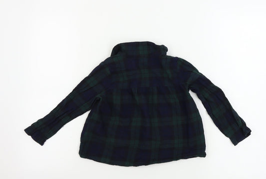 H&M Girls Green Check Basic Button-Up Size 3-4 Years