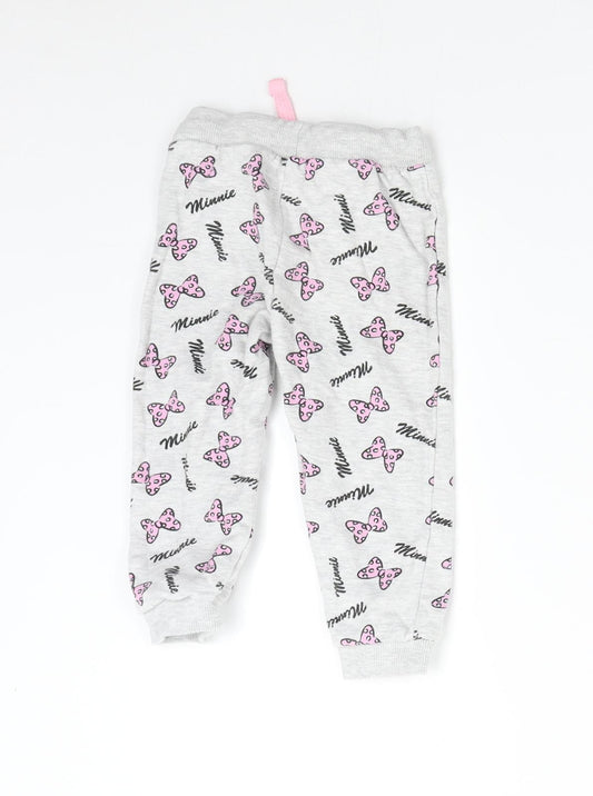 Disney Baby Girls Grey Sweatpants Trousers Size 2 Years - Minnie Mouse