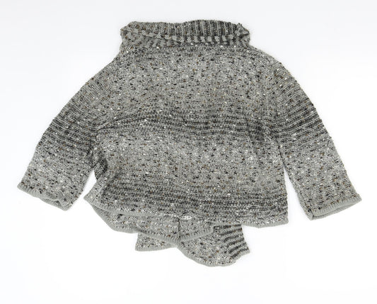 Angelina Womens Grey Knit Cardigan Jumper Size M
