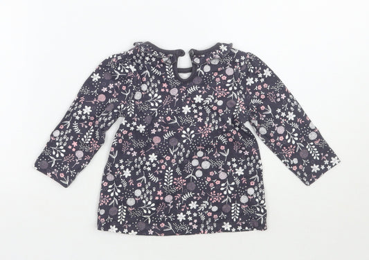 George Girls Blue Floral Basic T-Shirt Size 6-9 Months