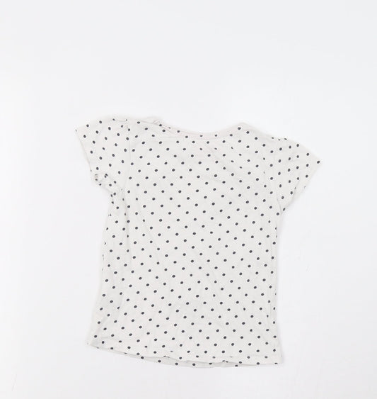 Primark Girls White Polka Dot Basic T-Shirt Size 4-5 Years - J'adore