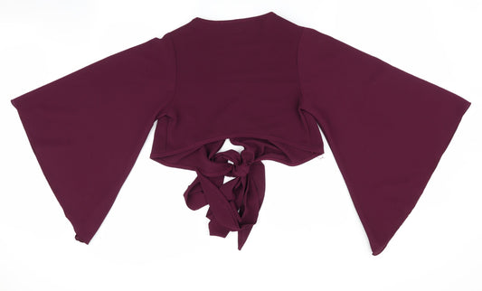 Stylewise Womens Purple Jacket Size 6 - Wide Sleeves Tie Front Shrug