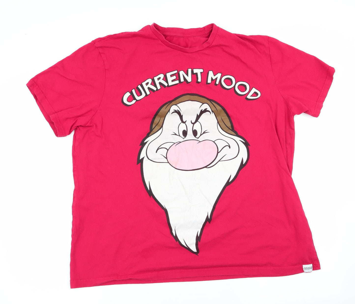 Disney Mens Red T-Shirt - Current Mood - Grumpy