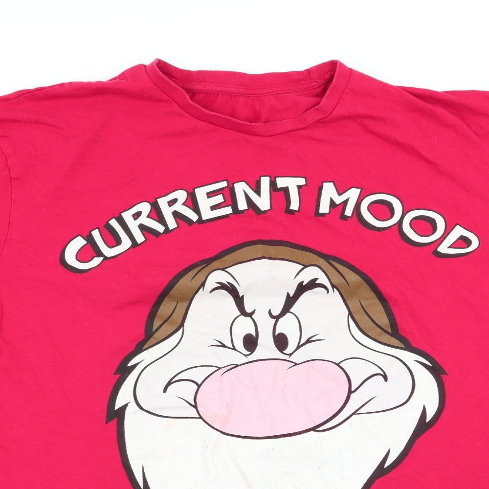 Disney Mens Red T-Shirt - Current Mood - Grumpy