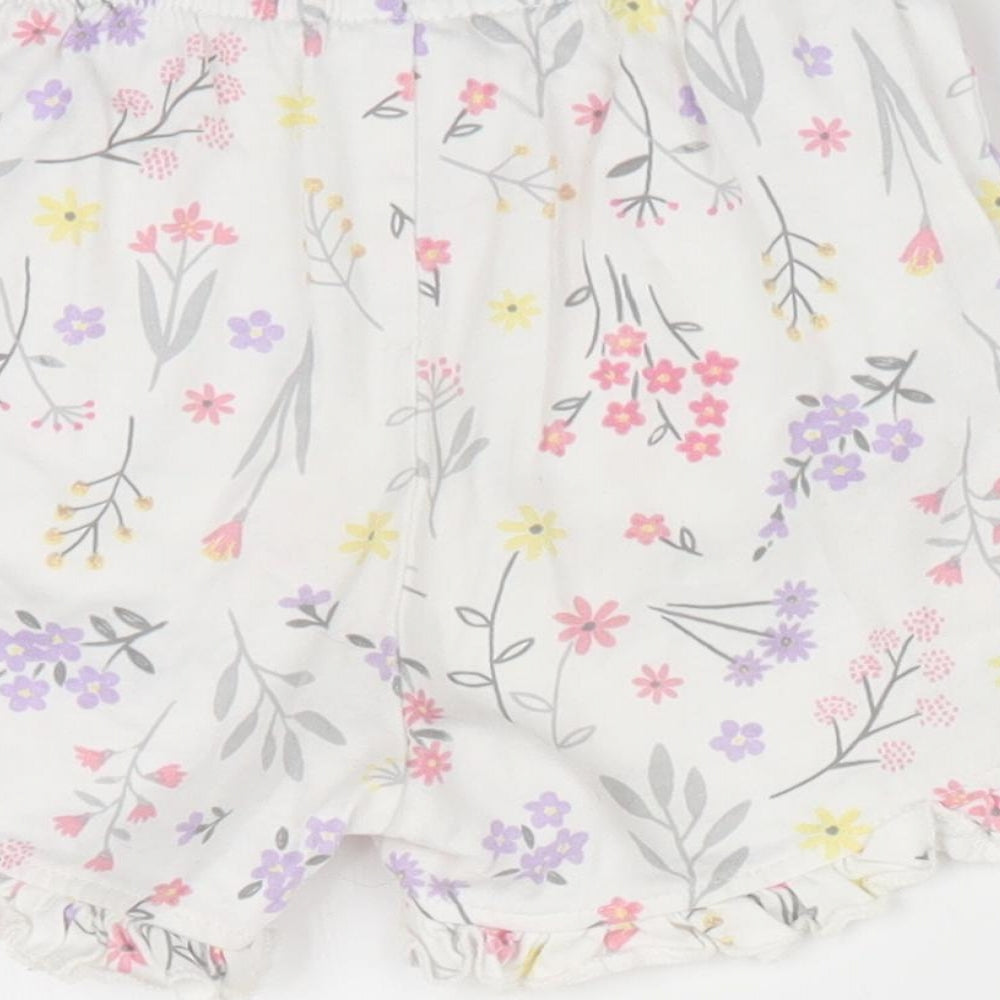 George Girls White Floral Pedal Pusher Trousers Size 18-24 Months