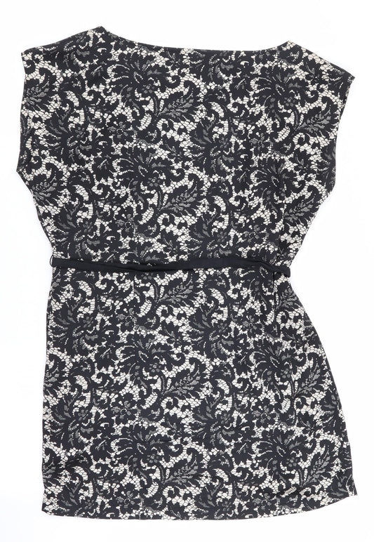 H&M Womens Black Floral Shift Size 12 - Lace like print