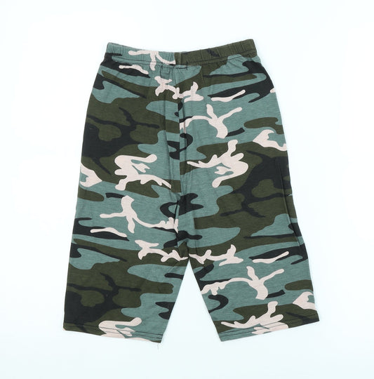 PRETTYLITTLETHING Womens Green Camouflage Cropped Leggings Size 4