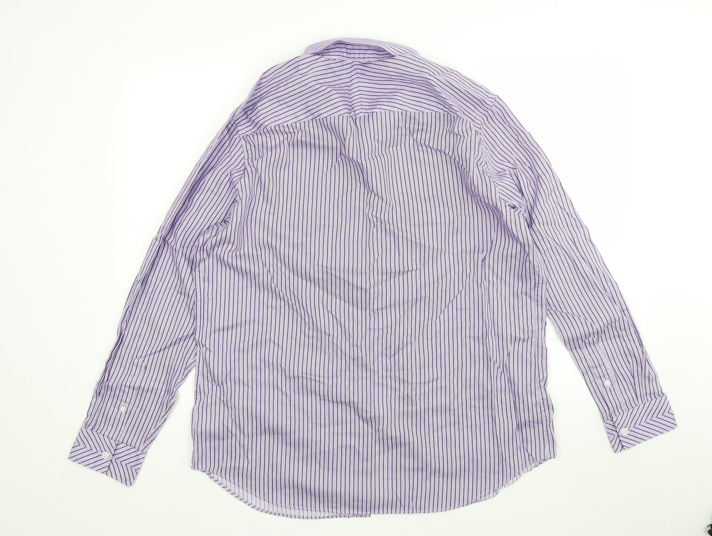 Jeff Banks Mens Purple Striped Dress Shirt Size L