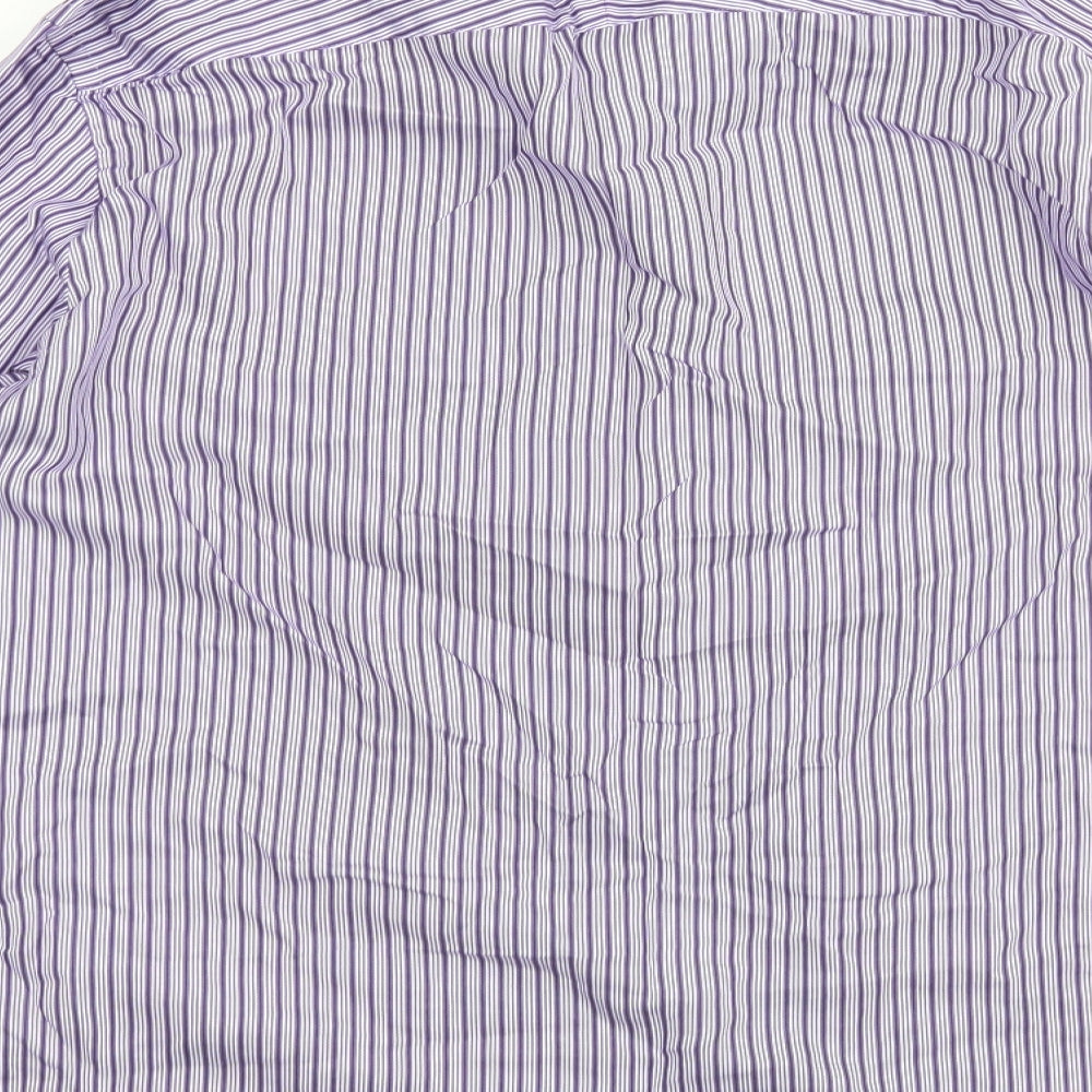 Jeff Banks Mens Purple Striped Dress Shirt Size L