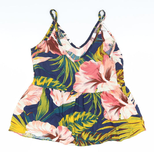 NEXT Womens Blue Floral Basic Blouse Size 10