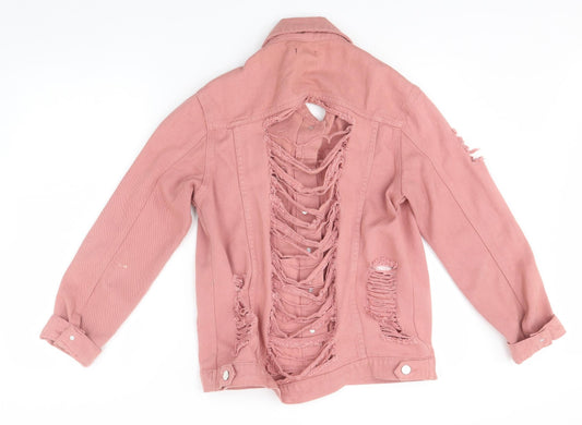 boohoo blue Womens Pink Jacket Size 8 - distressed