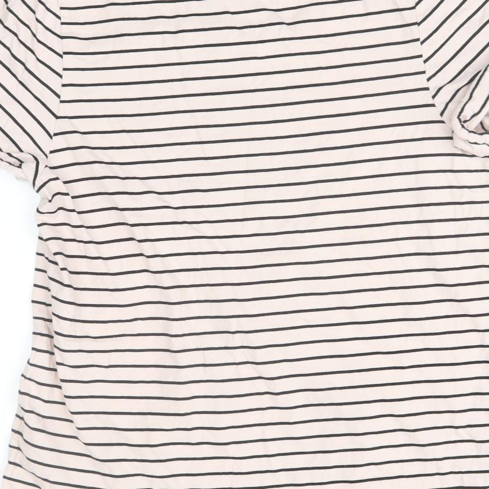 Maternity Womens Pink Striped Basic T-Shirt Size 8