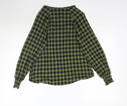 NEXT Womens Green Plaid Basic Blouse Size 10