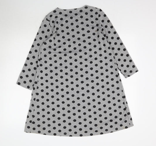 Preworn Womens Grey Polka Dot A-Line Size M