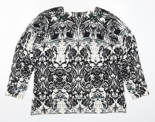 Decarte Womens Black Geometric Knit Pullover Jumper Size 2XL - Batik