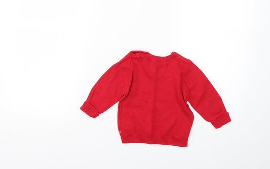 Marks and Spencer Baby Red Geometric Pullover Jumper Size 9-12 Months