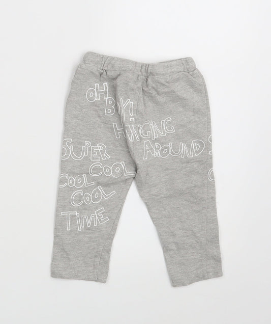 So Cute Boys Grey Jogger Leggings Size 6-9 Months - Waist 18in; Inside leg 9in