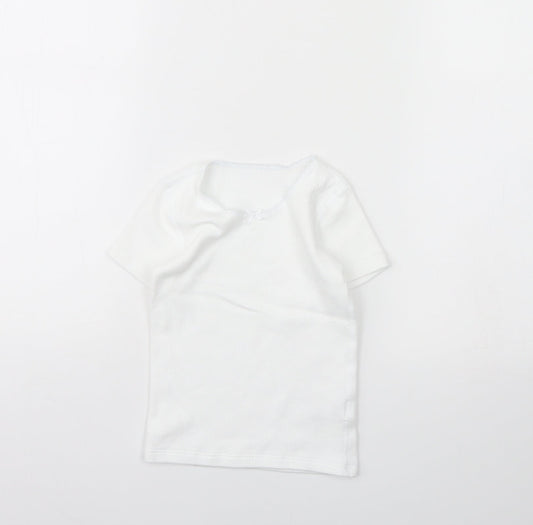 m&s Girls White Basic T-Shirt Size 4 Years