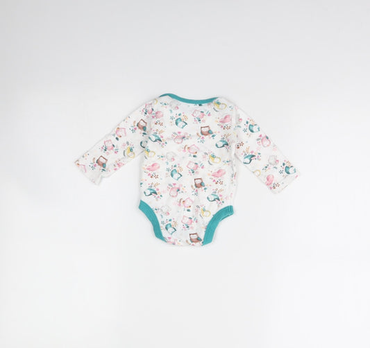 TU Girls White Animal Print Babygrow One-Piece Size 3-6 Months